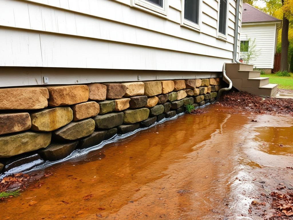 A house with a water puddle beside it, showcasing the exterior work by Titan Exteriors.