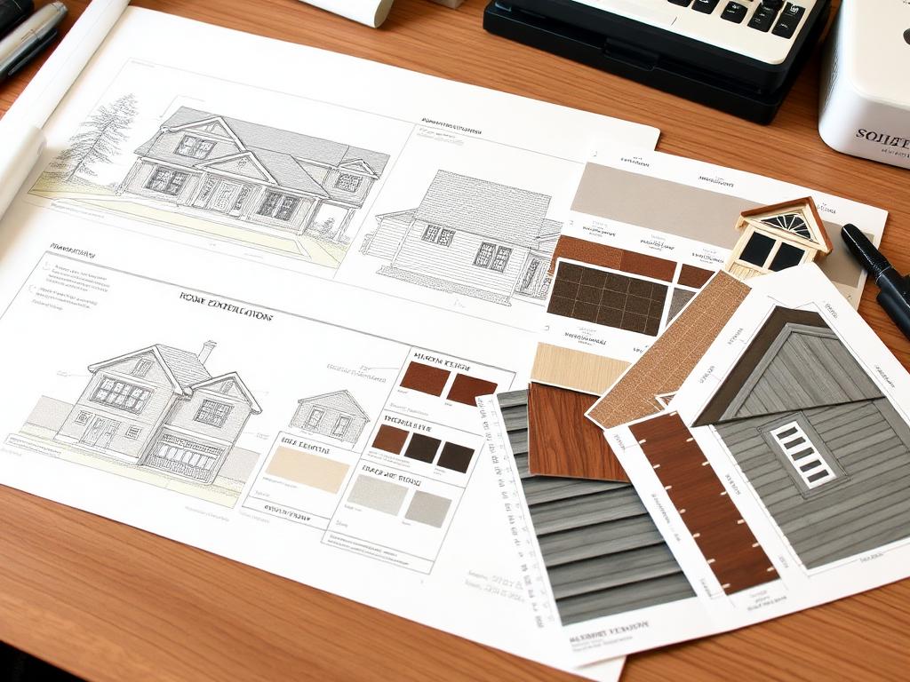 A desk featuring a computer, a pencil, and a sketch pad, associated with Titan Exteriors.