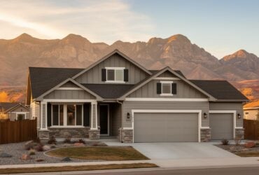 A home with a scenic mountain view in front, showcasing the beauty of nature, presented by Titan Exteriors. A home with a scenic mountain view in front, showcasing the beauty of nature, presented by Titan Exteriors.