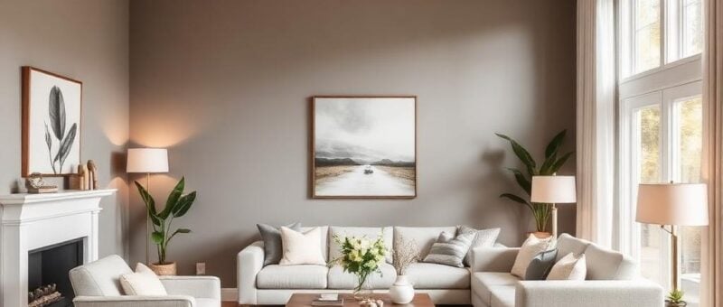 A cozy living room featuring a fireplace, comfortable couches, and a decorative rug, designed by Titan Exteriors.